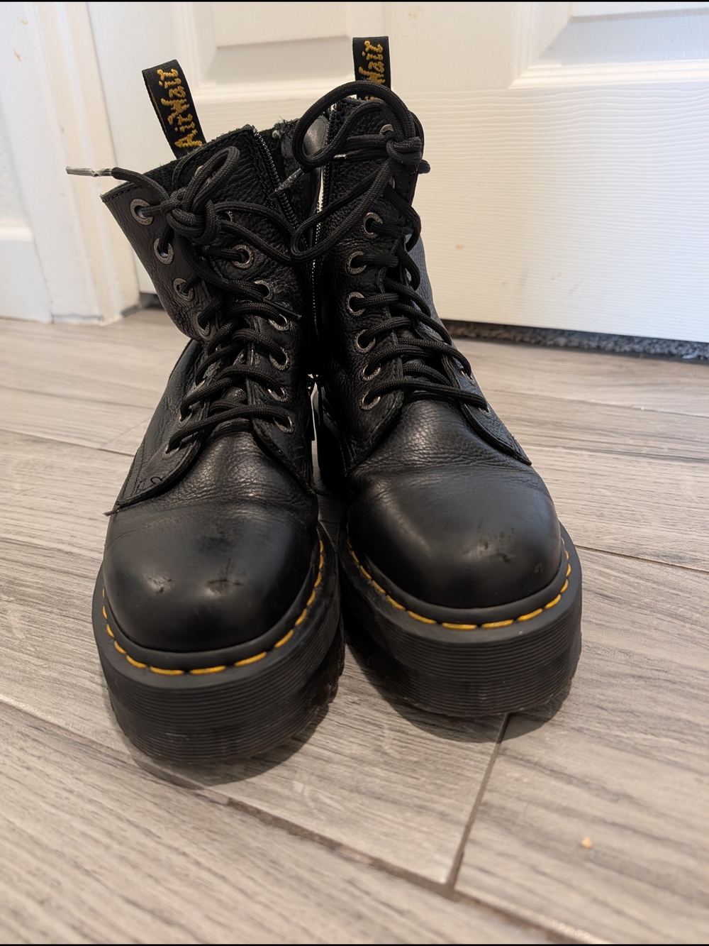 Dr. Martens Jadon Black Leather Platform Combat Boots - Picture 6 of 6